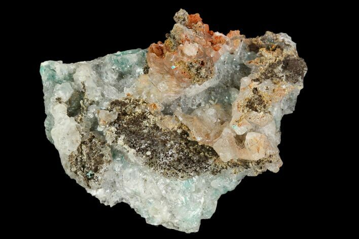 Calcite Encrusted Fibrous Aurichalcite Crystals - Mexico #127236
